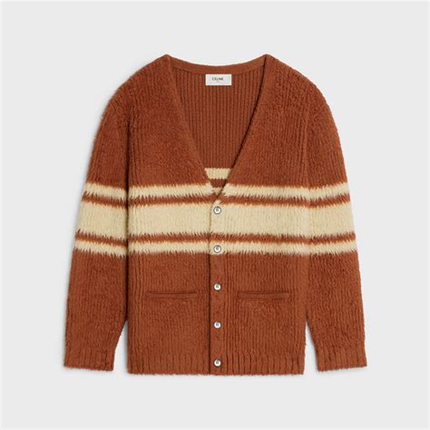 celine homme cardigan|long cardigan in striped brushed cotton .